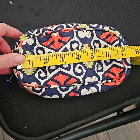 Vera Bradley makeup bag. Navy blue, white, orange and line green. Pre loved - Picture 6 of 8